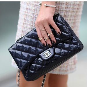 Black Chanel Patent Double Flap Bag